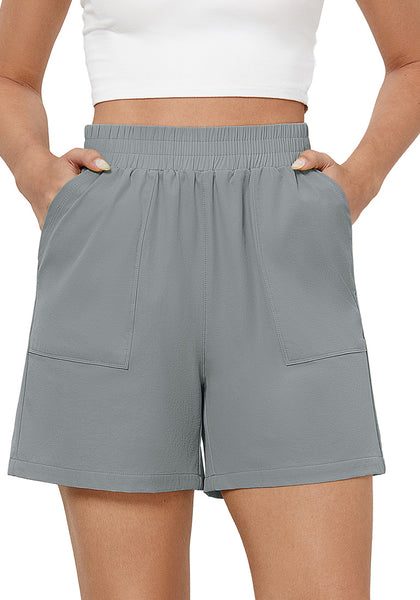 Ultimate Gray Women's High Waist Lounge Shorts with Pockets Regular Fit Casual Shorts