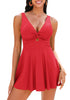 Red Swimsuit V-neckline Low Cut Strappy Women Beach Monikini  Mega Stretch