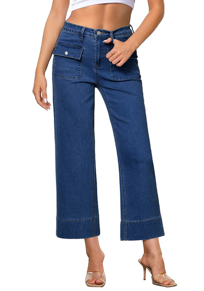 Classic Blue Women's Denim Jean Relaxed Straight Vintage Cropped Straight Leg Pants