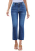 Classic Blue Women's High Waisted  Stretch Raw Hem Distressed Flare Denim Jeans Pants