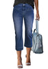 Timeless Blue 2024 Women's Casual Blue Mist Denim High Waisted Slim Fit Jeans Capri Pants With Pockets