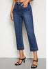 Timeless Blue 2024 Women's Casual Blue Mist Denim High Waisted Slim Fit Jeans Capri Pants With Pockets