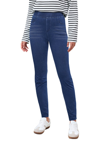 Bright Cobalt Blue Washed Women's stretch slim jeans high waist versatile fashion jeans trousers jeans