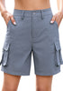 LookbookStore Women's Blue Gray High Waist Cargo Shorts, 7