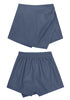 Blue Gray Women's High Waisted Faux Leather Skorts Elastic Waist Curvy Shorts