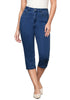 Dark Blue Women's Casual  Denim  Slim Capri Jeans Fashion Clothing