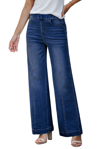 Nightfall Blue Women's Stretchy Pull On Jeans High Waisted Denim Pants