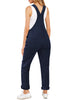 Navy Blue Womens Overalls Corduroy Bib Adjustable Straps Fashion Jumpsuit Overall for Women with Pocket