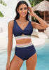 Navy Blue Women's 2 Piece Adjustable Strap Bikini Cami Split Swimsuit Tankini Set