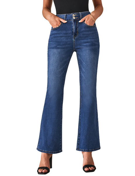 Women's Bell Bottom Casual Denim Flare High Waisted Jean Stretch Clothing