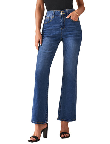 Women's Bell Bottom Casual Denim Flare High Waisted Jean Stretch Clothing
