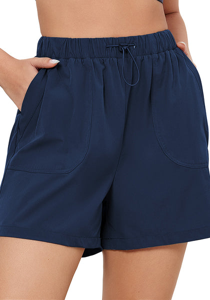 Navy Blue Women's Comfy Drawstring Dri-Fit Elastic Waist Shorts Lounge Sports Wear