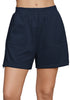 Navy Blue Women's Shorts High Waist Elastic Waistband Regular Fit Comfort Shorts