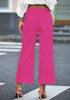 Hot Pink 2024 Women's High Waisted Long Denim Wide Leg Pockets Cropped Pants Jeans Trouser