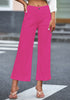 Hot Pink 2024 Women's High Waisted Long Denim Wide Leg Pockets Cropped Pants Jeans Trouser