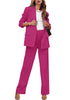 Magenta Women's Business Casual 2 Piece Blazer Jacket Straight Leg High Waisted Pants Suits