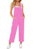 Hot Pink Women's Overall Straight Leg Jumpsuits Stretch Loose Fit Baggy Bib