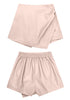 Whisper Pink Women's High Waisted Faux Leather Skorts Elastic Waist Curvy Shorts
