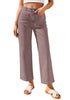 Pecan Brown Women's High Waisted Denim Wide Leg Jeans Pants Trouser