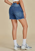 Medium Blue for Women's High Waist Denim Pull On Shorts Relaxed Fit Straight Mega Stretch