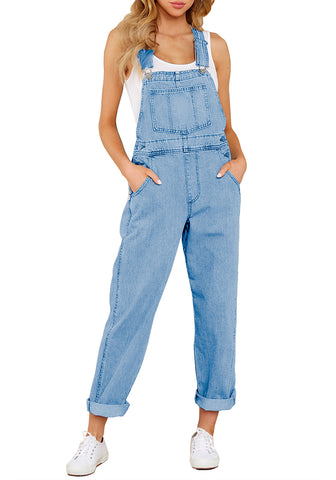 Blue Mist Women's Casual Stretch Denim Bib Overalls Pants Pocketed Jeans Jumpsuits