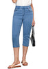 Breezy Blue Women's Denim Elastic Waist Pocket Regular Skinny Slim Straight Slims Classic Capri Jeans