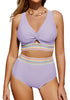 Lavender Women's 2 Piece Adjustable Strap Bikini Cami Split Swimsuit Tankini Set