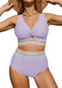 Lavender Women's 2 Piece Adjustable Strap Bikini Cami Split Swimsuit Tankini Set