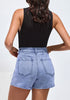 Lakeside Blue Denim Skorts for Woman Cargo Faux Wrap Jean Skort Skirts Stretchy High Waisted Skirt Shorts