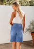 Medium Blue Relaxed Fit High Waisted Denim Bermuda Shorts Straight Leg Jeans