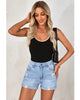 Breeze Blue Women's High Waisted Rolled Hem Distressed Jeans Ripped Denim Shorts