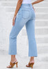 Airy Blue Women's High Waisted  Stretch Raw Hem Distressed Flare Denim Jeans Pants