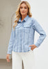 Roadknight Blue Women's Long Sleeve Shirt Button Front Western-inspired Urban Streetwear Denim Blouse Top