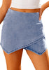Modern Blue Women's Denim High Waisted Shorts Skort Stretch Asymmetrical Wrap Skirt