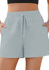 Knit For Women's Athletic Loose Elastic Waistband Drawstring Lounge Light Blue Gray Shorts