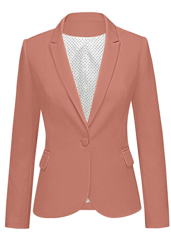 Womens Notched Lapel Pockets Button Work Office Blazer Jacket Suit