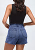 Lapis Blue Denim Skorts for Woman Cargo Faux Wrap Jean Skort Skirts Stretchy High Waisted Skirt Shorts