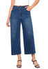 Classic Blue Women's High Waisted Wide Leg Denim Cropped Jean Pants for Curvy