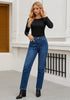 Brilliant Blue Women's High Waisted Full Length Straight Leg Jeans With Pockets