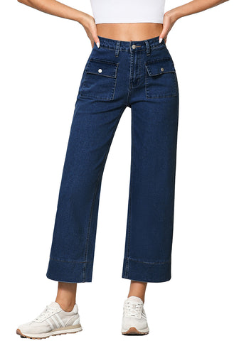 Nightfall Blue Women's Denim Jean Relaxed Straight Vintage Cropped Straight Leg Pants