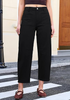 LookbookStore True Black Barrel Jeans for Women Chic Retro High Waist Loose Cropped Denim Pants with Utility Patch Pockets