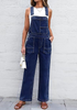 LookbookStore Darkness Blue Women's Adjustable Denim Sleeveless Jumpsuit Strap Overall Rompers
