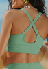 LookbookStore Women's Iceberg Green V Neck Ruched Criss Cross Padded Bikini Top Modest Cute Swim Top for Beach Vacation