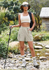 LookbookStore Women Turtledove Elastic Waist Hiking Shorts Quick Dry Zipper Pockets Lightweight 5 Inch Inseam Pull On Camping Cargo Shorts