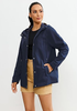 LookbookStore Women's Navy Blue Waterproof Lightweight Rain Jacket, Adjustable Hood Windbreaker Rain Coat for Hiking & Travel
