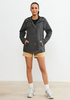 LookbookStore Women's Dark Gray Waterproof Lightweight Rain Jacket, Adjustable Hood Windbreaker Rain Coat for Hiking & Travel
