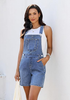 LookbookStore Women's Bay Blue Loose Fit Denim Bib Overalls Baggy Stretchy Shortalls Summer Casual Adjustable