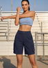 LookbookStore Women's Navy Blue High Waist Cargo Shorts, 7