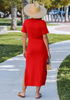 LookbookStore Women's Red Summer Casual Long Tshirt Dress Short Sleeve Self Tie Side Split Beach Vacation Dress 2026