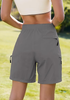 LookbookStore Women's Dark Gray Cargo Hiking Shorts Elastic Pull On Waist Lightweight Quick Dry 7 Inch Inseam Summer Outdoor Athletic Golf Shorts